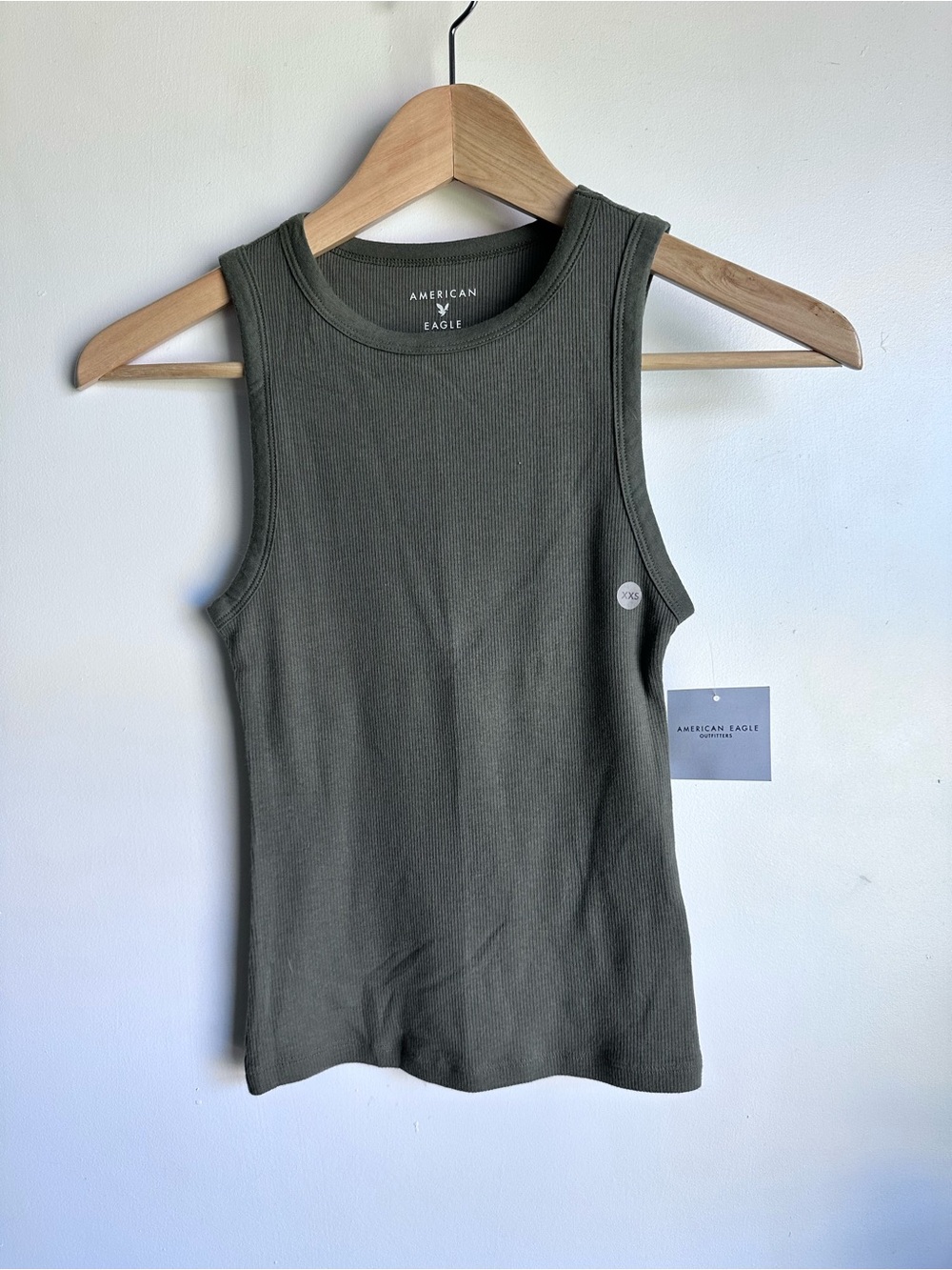 American Eagle Outfitters Olive Green Ribbed Crewneck Tank